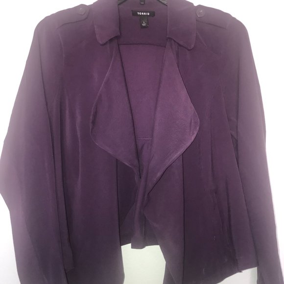 TORRID PURPLE DRAPE TWILL JACKET